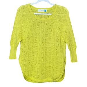 Anthropologie Sparrow Crop Sleeve Loose Knit Sweater Yellow Size Small